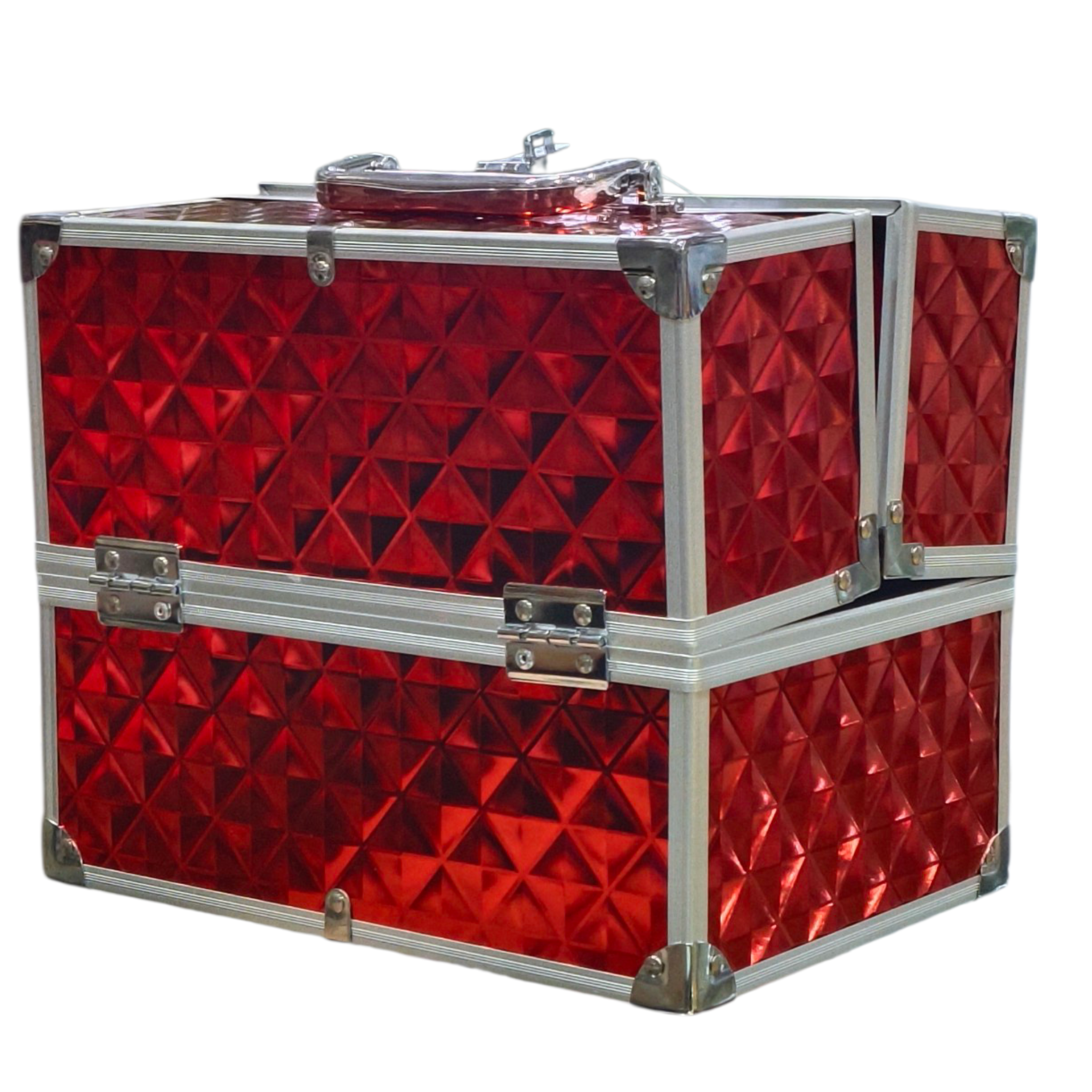 Red Velvet Makeup Vanity Box with Storage Compartments