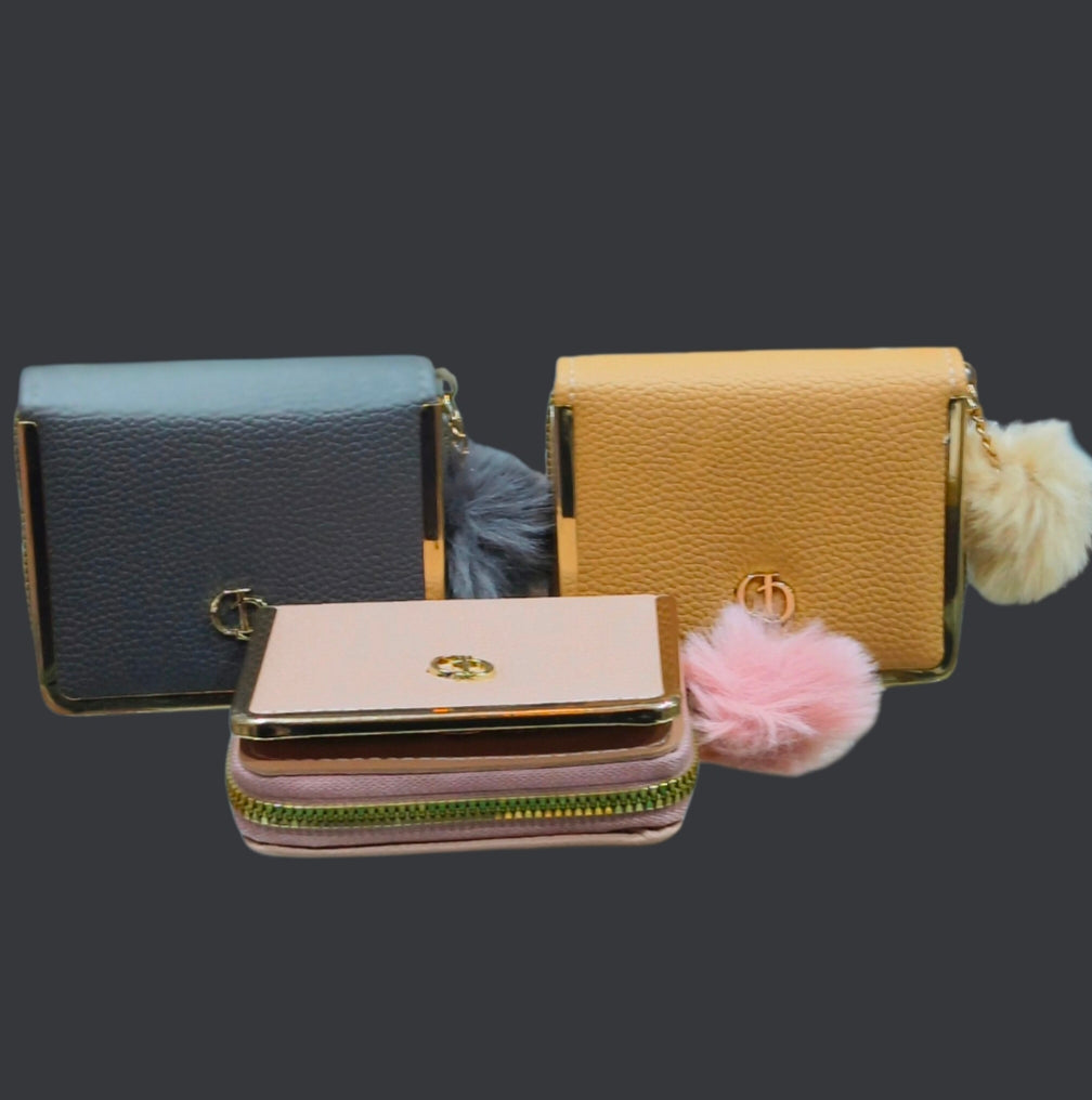 Cute Pom-Pom Mini Leather Purse