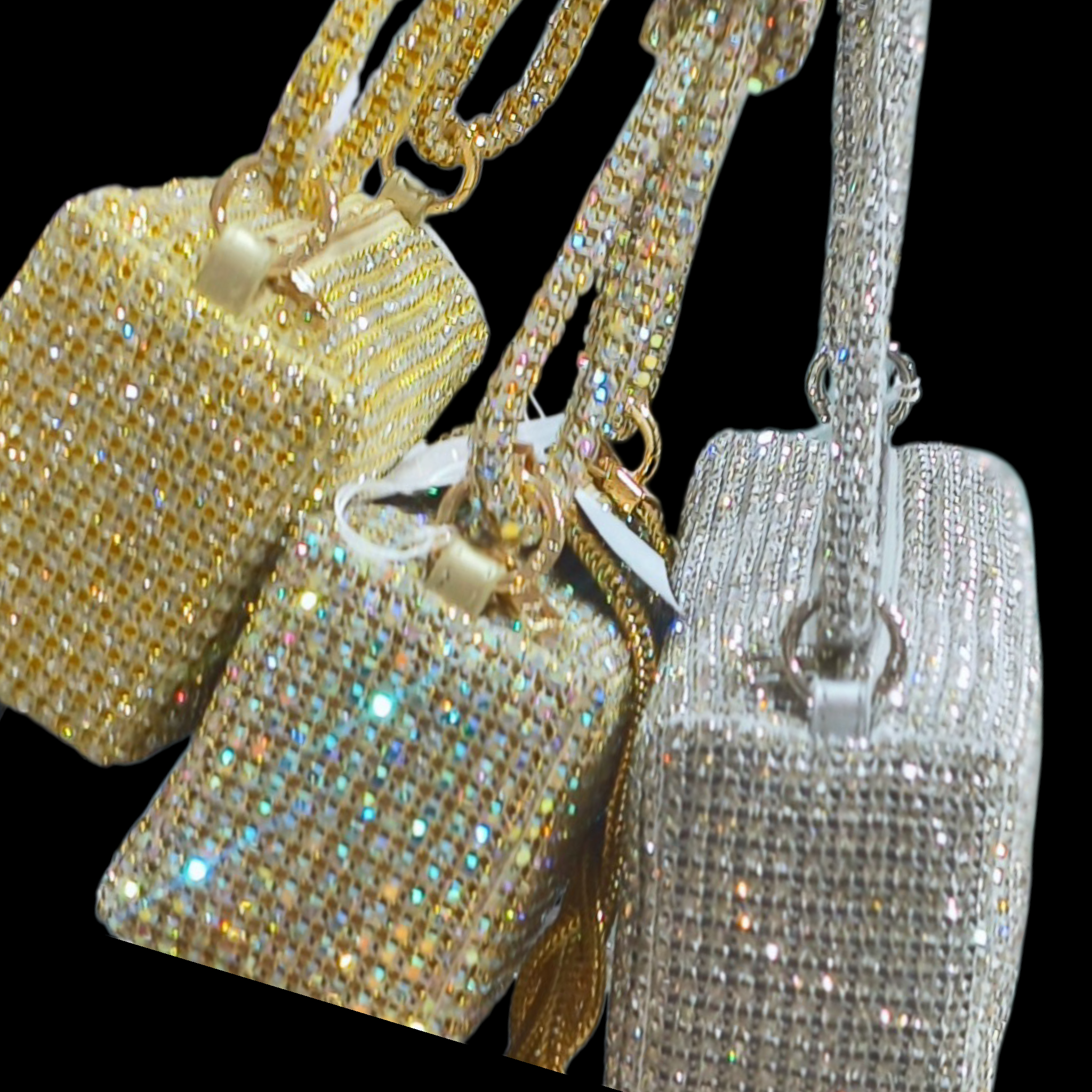 Luxury Rhinestone Bridal Sling Bag With Detachable Chain Strap