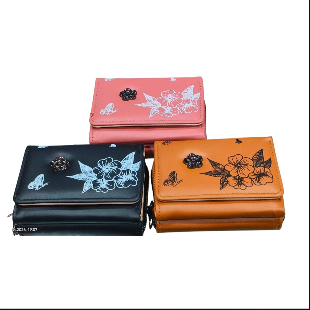 Floral Butterfly Embossed Women’s Wallet
