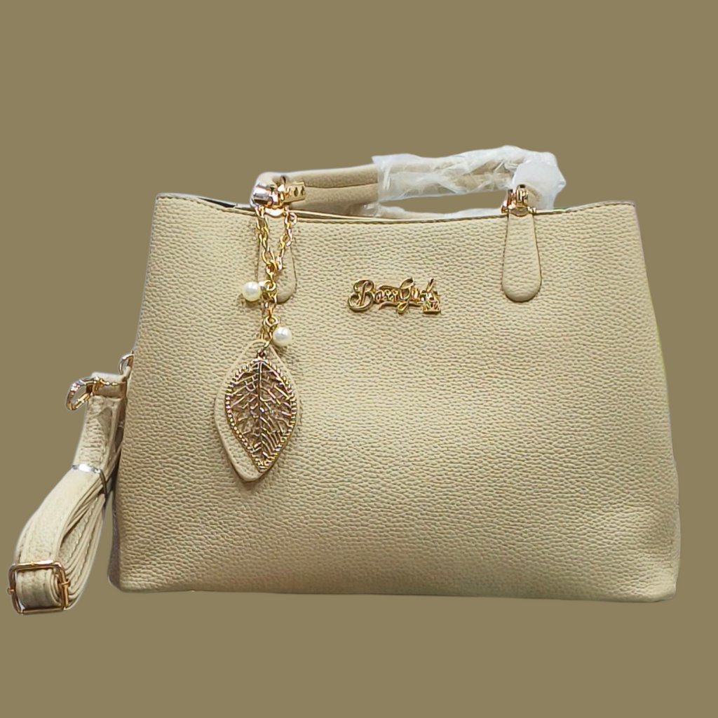 Beige Stylish Handbag with Pearl Chain Detail for Women