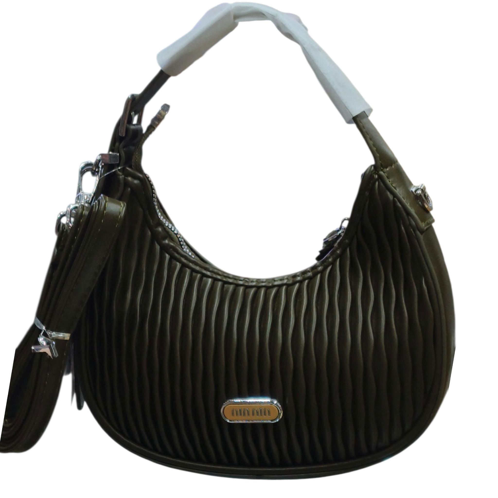 Ribbed Stylish Shoulder Bag with Sling Strap for Women