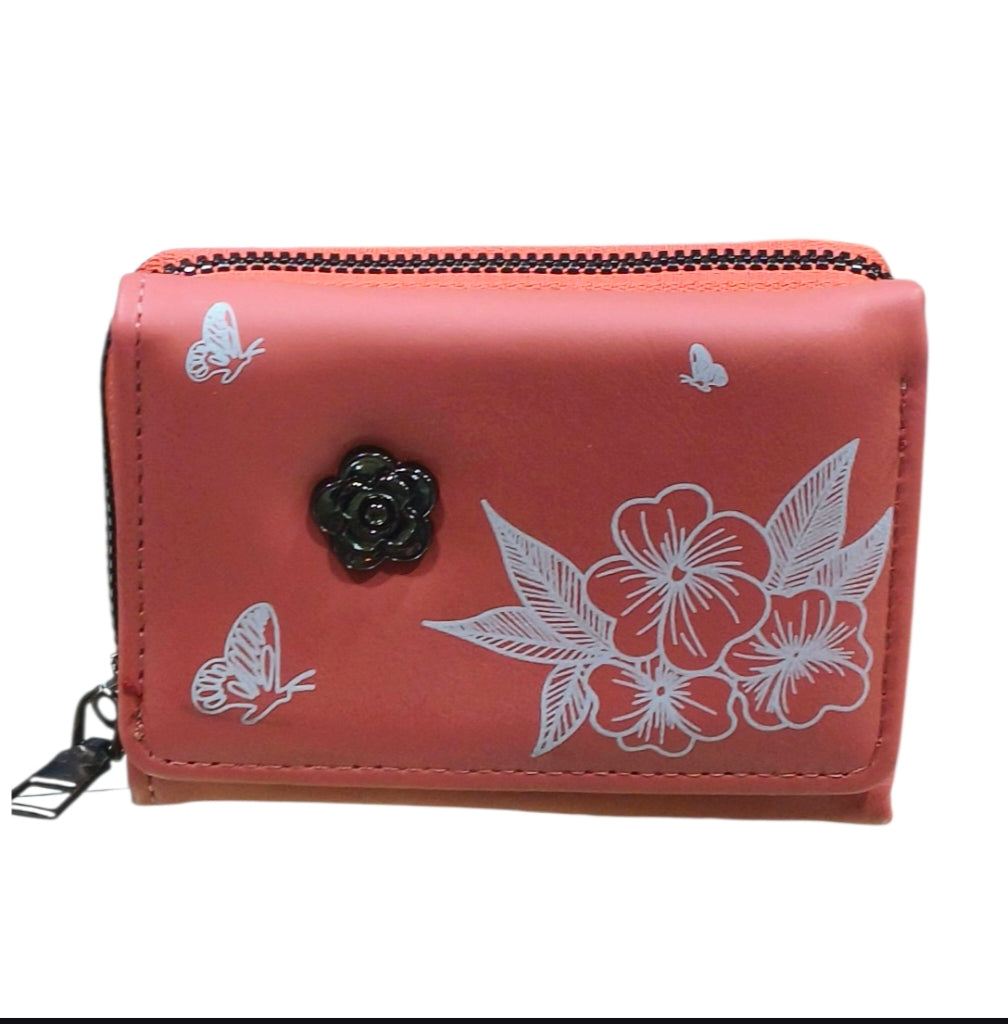 Floral Butterfly Embossed Women’s Wallet