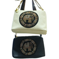 White Quilted Sling Handbag with Rhinestone Detail for Women