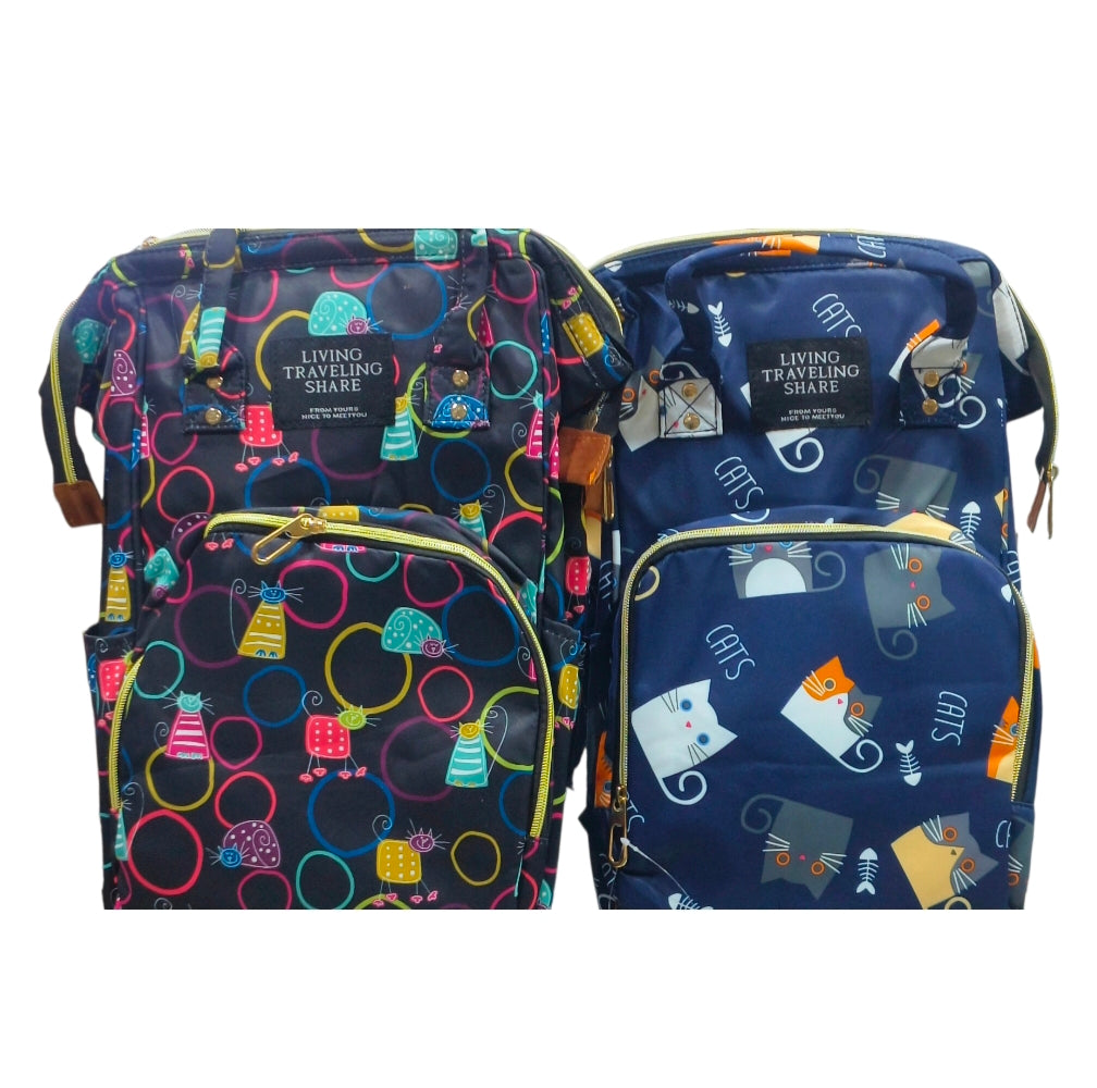Cute Cartoon Cat Print Travel Backpack