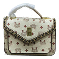 Monogram Print Sling Bag With Gold Clasp Detailing