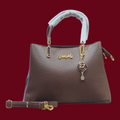 Brown Stylish Handbag with Chain Strap & Pendant for Women
