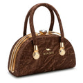 Luxury Velvet PU Handbag for Women with Crystal Clasp – Brown