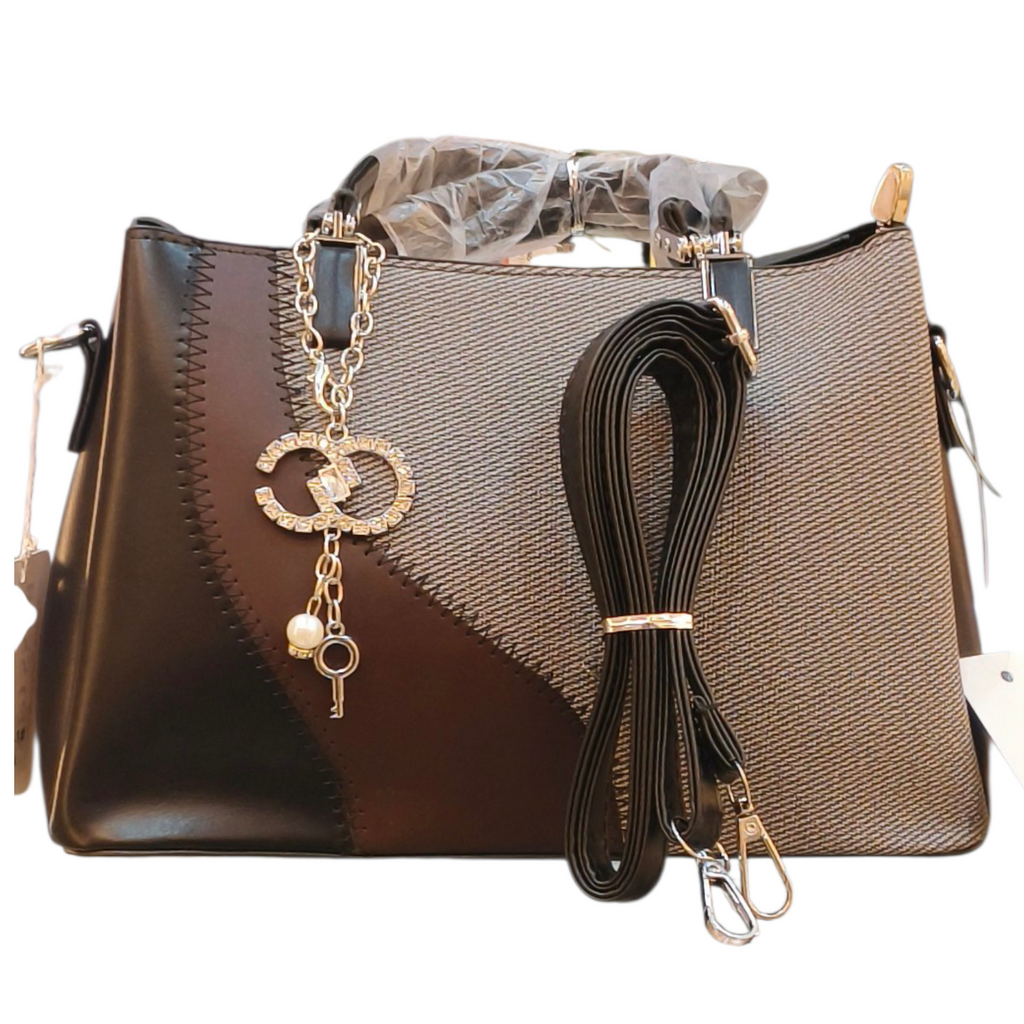 Black & Brown Stylish Handbag with Chain details for women