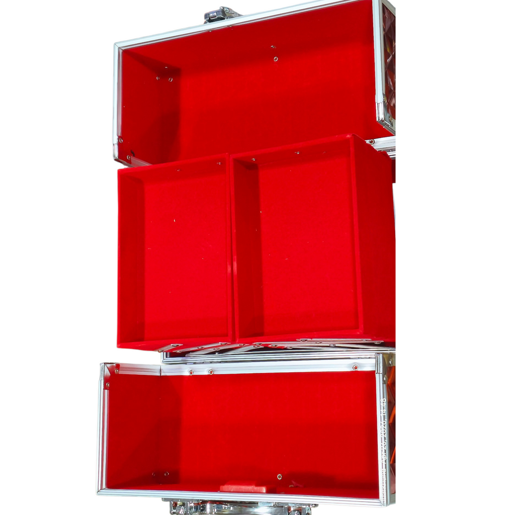 Red Velvet Makeup Vanity Box with Storage Compartments