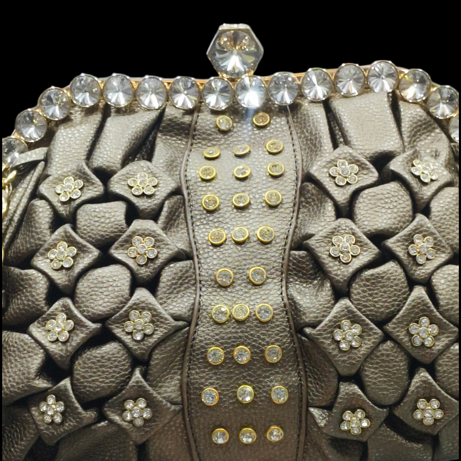 Black Bridal Handbag with Rhinestone Detail for Women