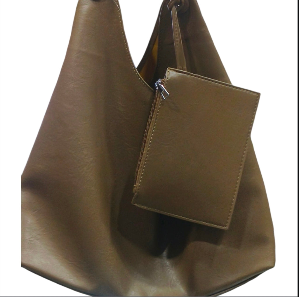 Olive Green PU Leather Drawstring Shoulder Bag