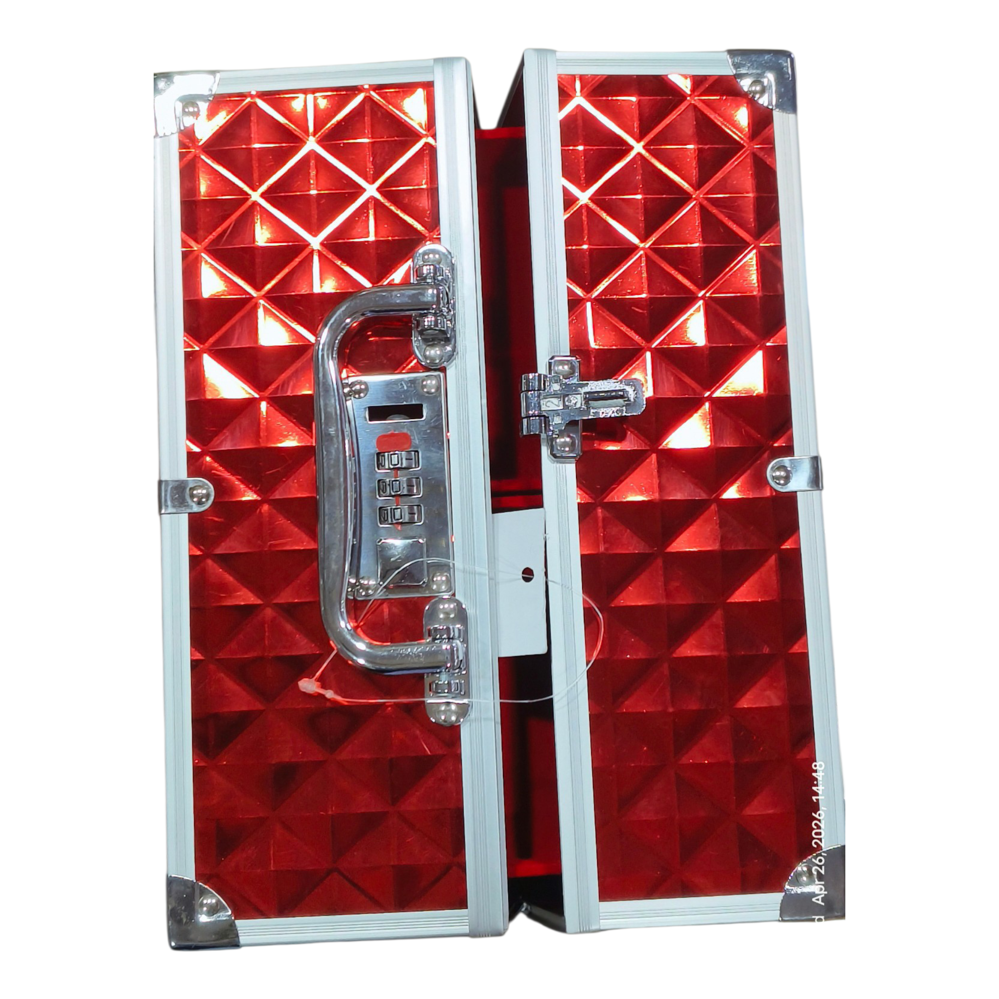 Red Velvet Makeup Vanity Box with Storage Compartments