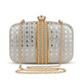White Party Clutch with Stone & Pearl Detail for Women
