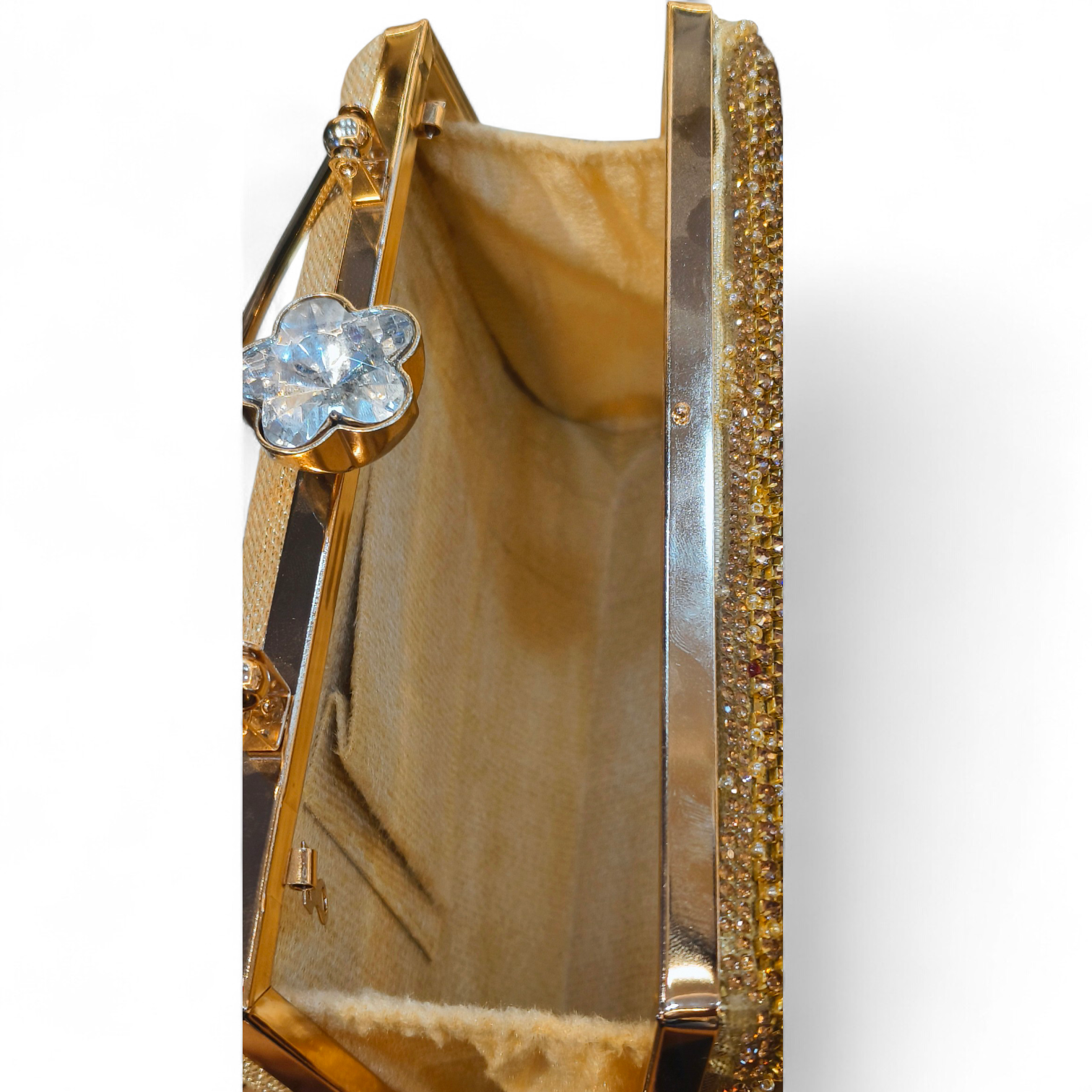 Golden Party Clutch with Crystal & Bead Work for Women