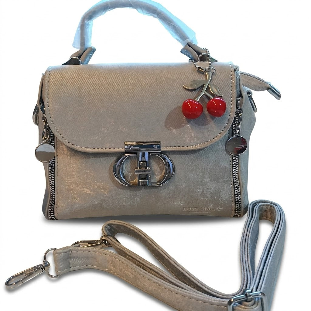 Crossbody PU Leather Flap Handbag for Women – Silver