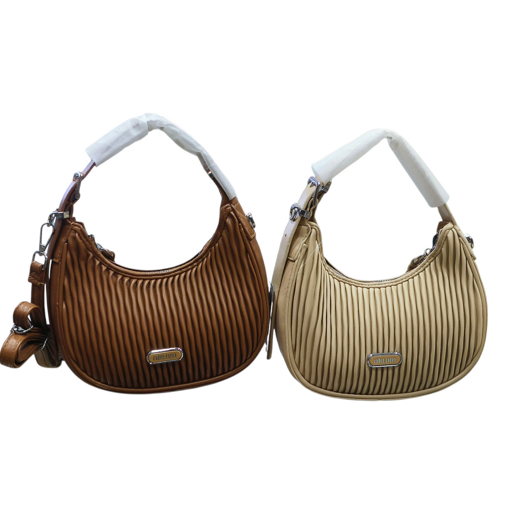 Ribbed Stylish Shoulder Bag with Sling Strap for Women