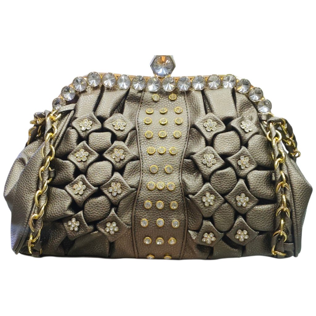 Black Bridal Handbag with Rhinestone Detail for Women