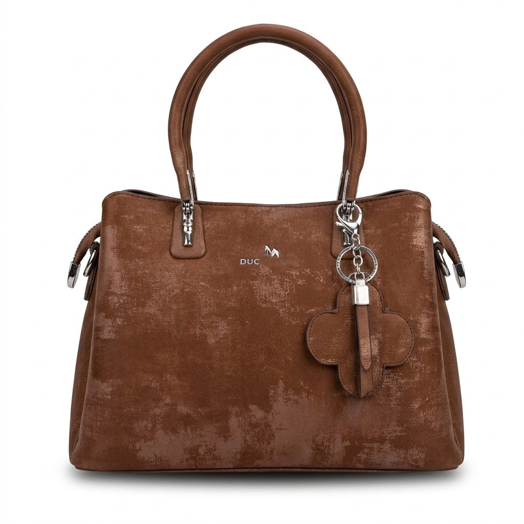 PU Leather Handbag with Strap & Charm