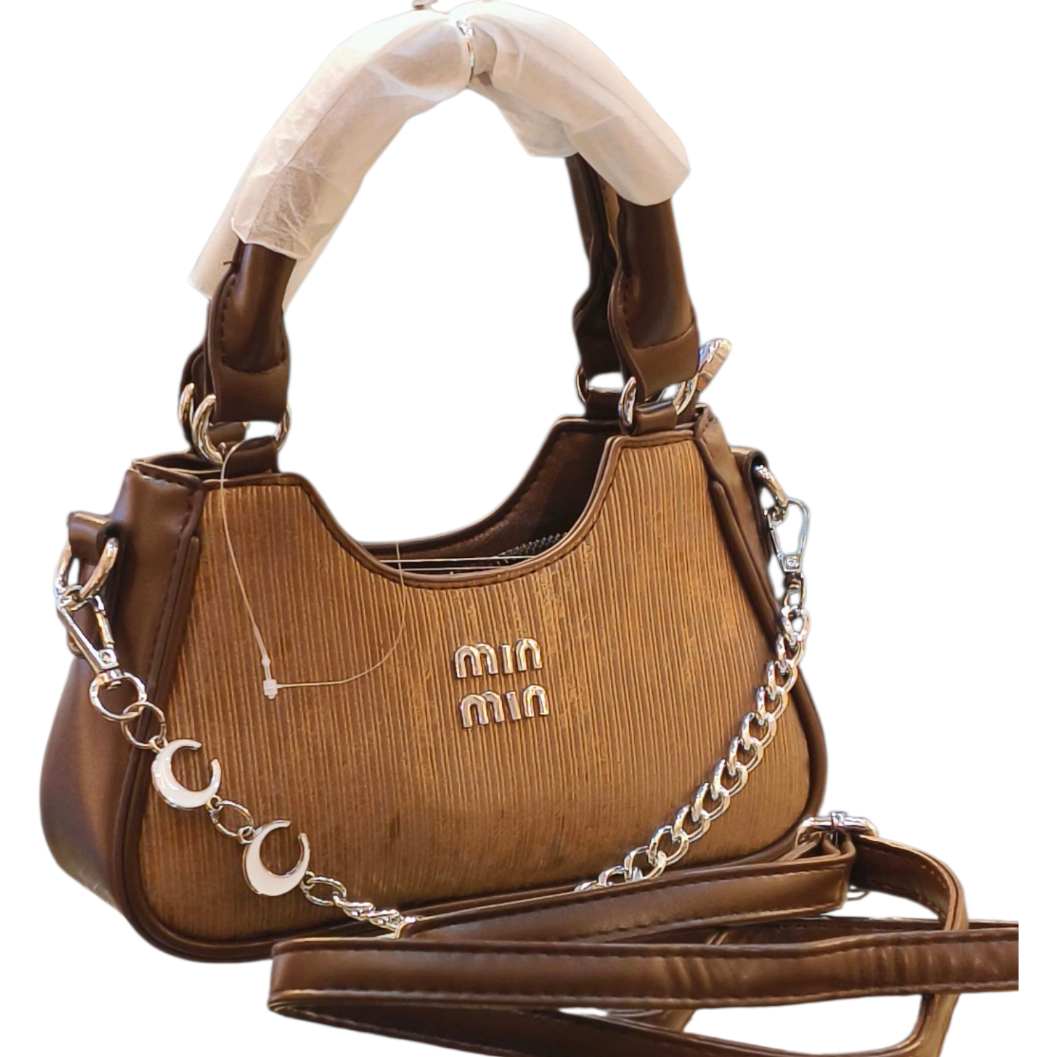 Brown Stylish Handbag with Chain Detail for Women