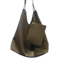 Olive Green PU Leather Drawstring Shoulder Bag