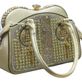 Beige Bridal Handbag with Rhinestone Design for Women