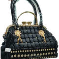 Black Bridal Handbag with Rhinestone Detail for Women