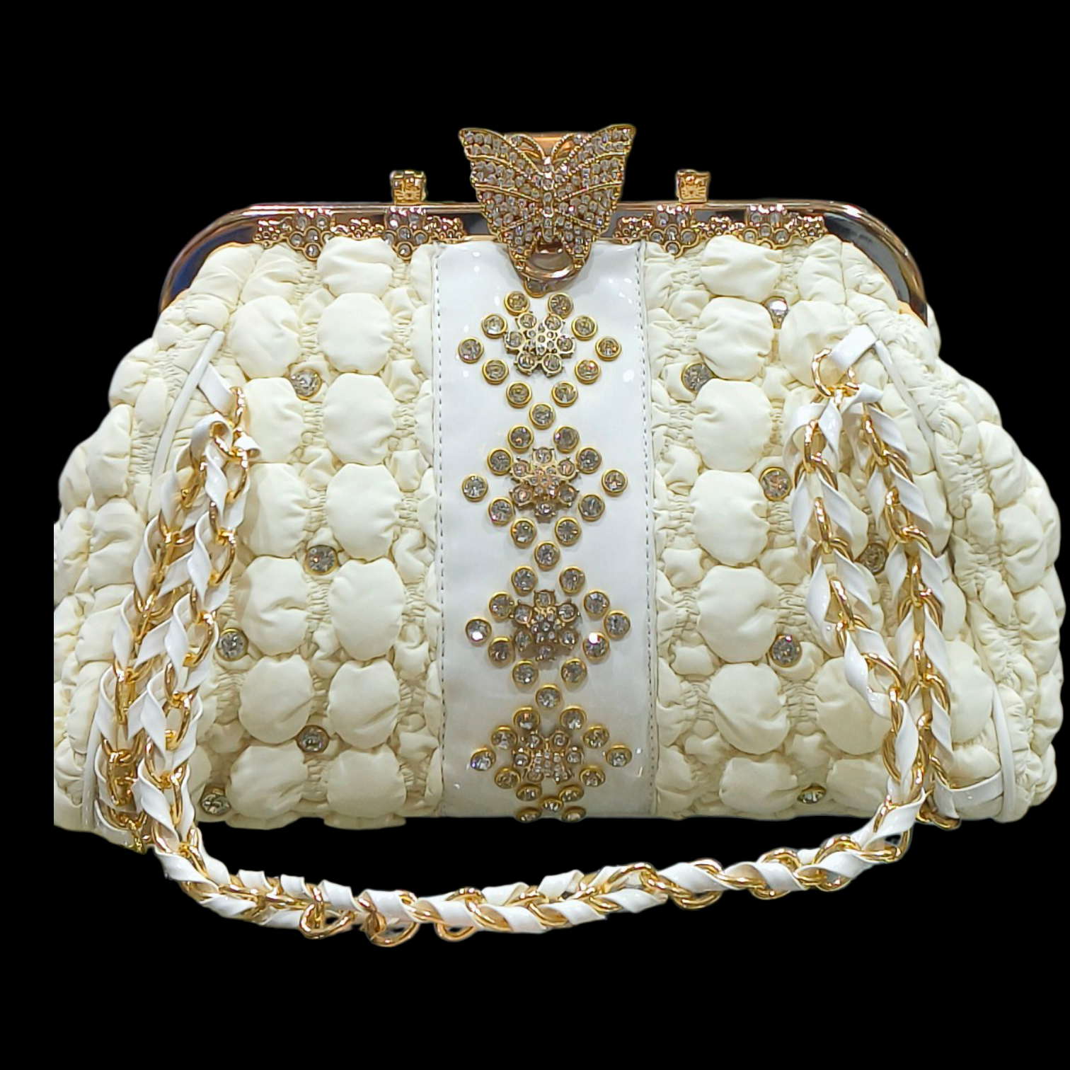 Black Bridal Handbag with Rhinestone Detail for Women