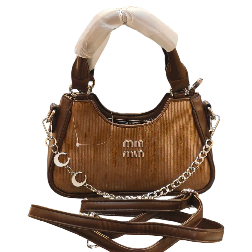 Brown Stylish Handbag with Chain Detail for Women
