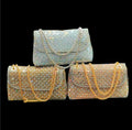 Diamond Pattern Party Clutch With Chain Strap