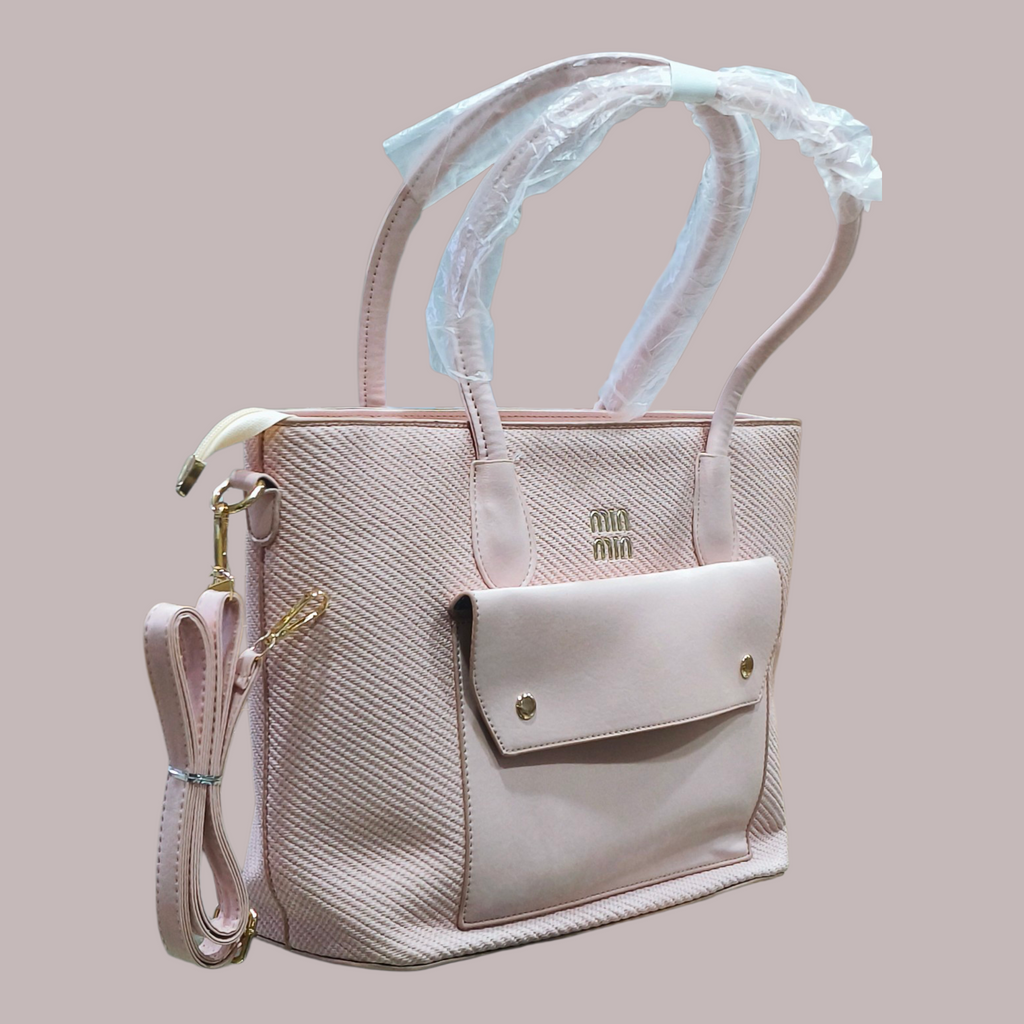 Pink Quilted Tote Bag With Tassel Charm & Shoulder Strap