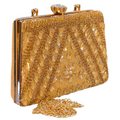 Golden Party Clutch with Crystal & Bead Work for Women