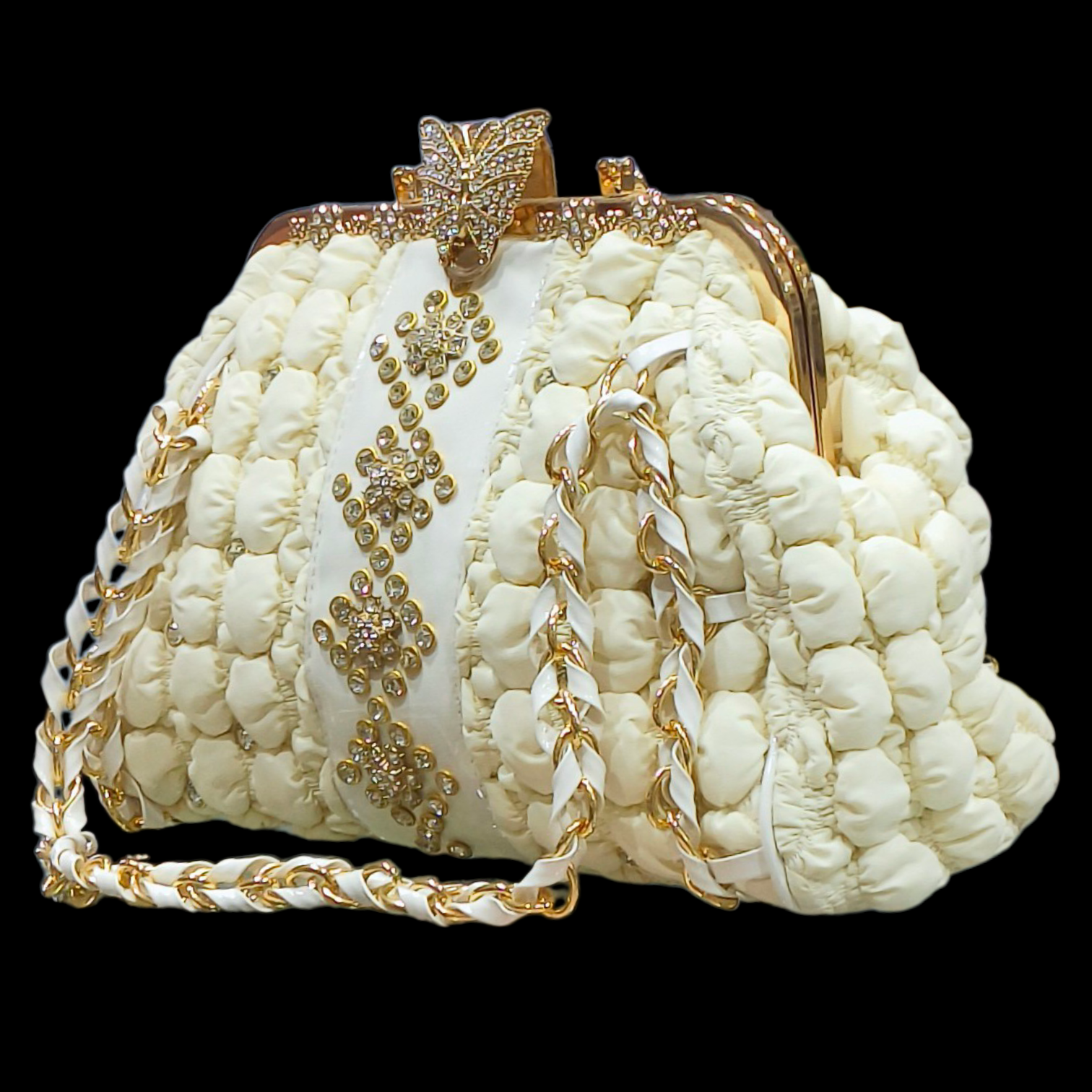 Black Bridal Handbag with Rhinestone Detail for Women