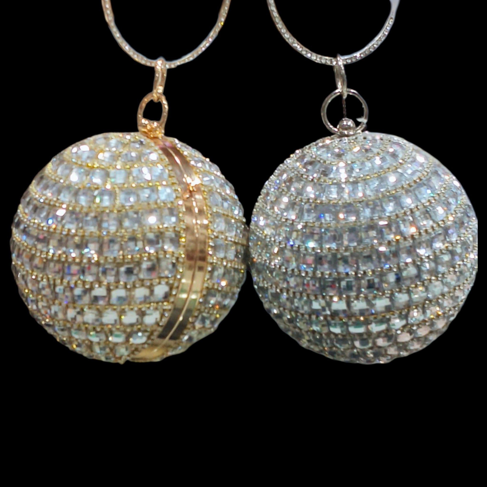 Crystal Embellished Bridal Sphere Clutch With Rhinestone Handle