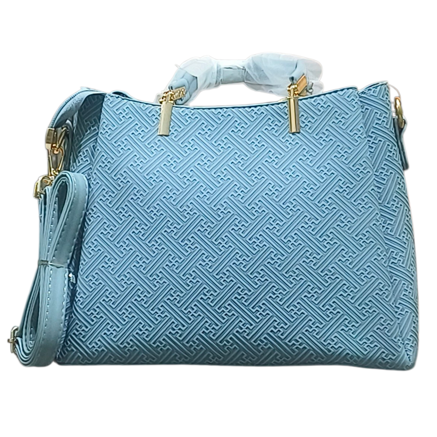 Ice Blue Stylish Tote Handbag with Sling Strap for Women
