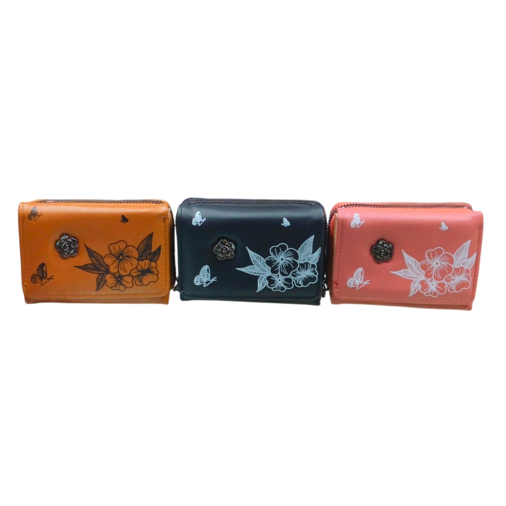 Floral Butterfly Embossed Women’s Wallet