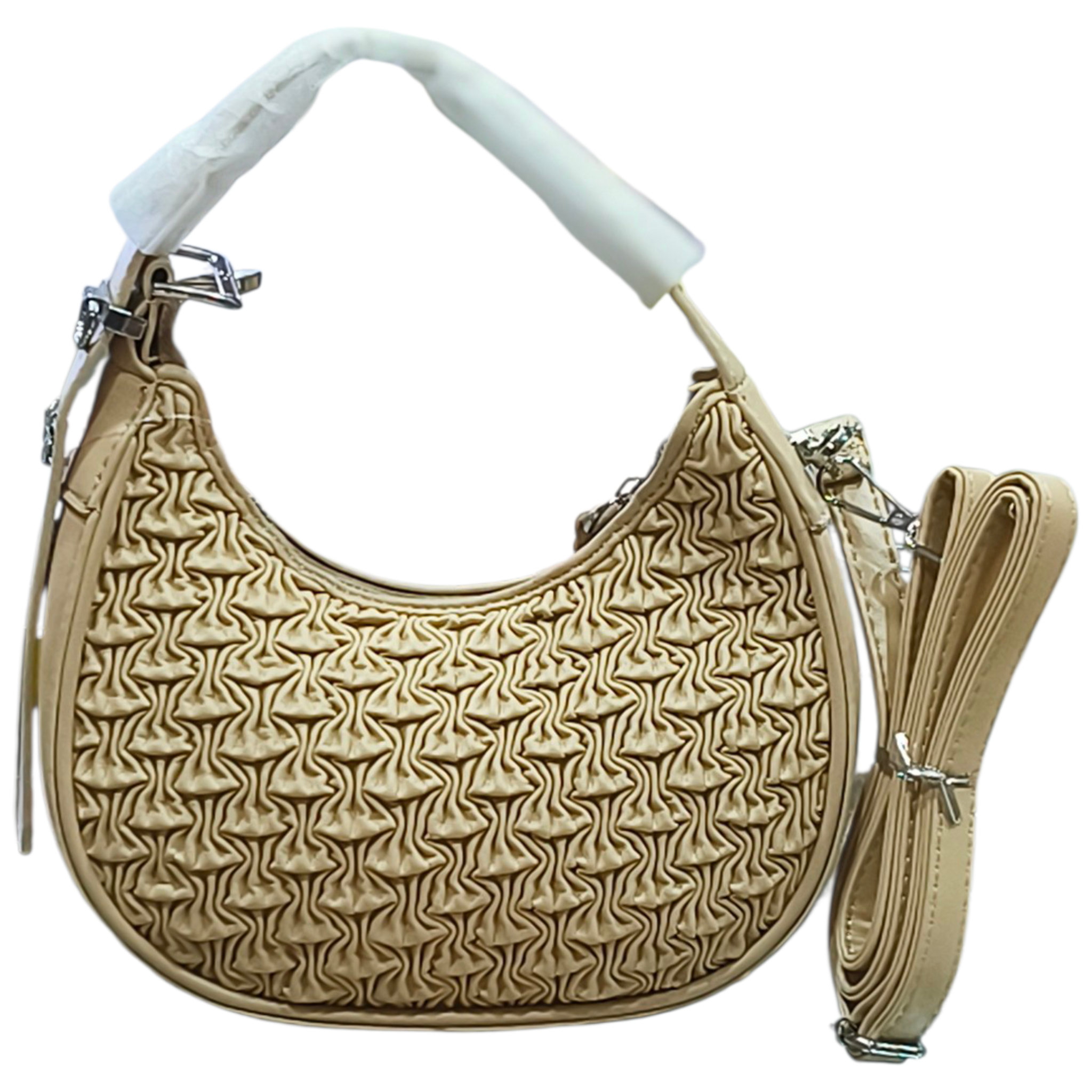 Textured Stylish Shoulder Bag with Sling Strap for Women