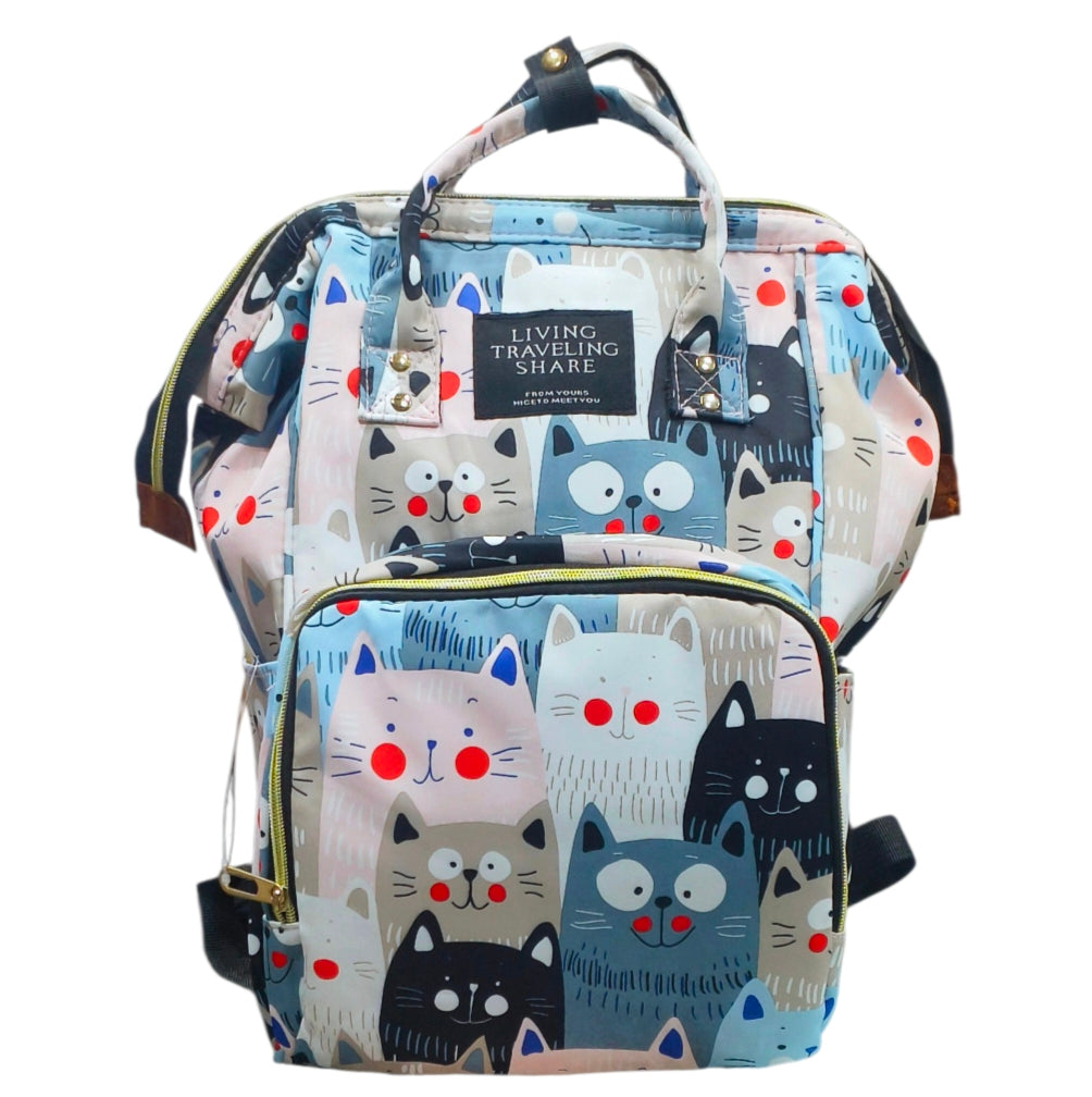 Cute Cartoon Cat Print Travel Backpack