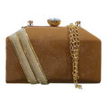 Velvet Evening Clutch With Rhinestone Handle Strap