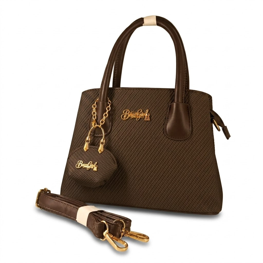 Satchel Tote Bag PU Leather Handbag For Women – Coffee Brown