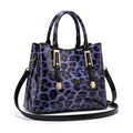 Purple Black Leopard Print Tote Bag for Women with Strap & Zip Closure