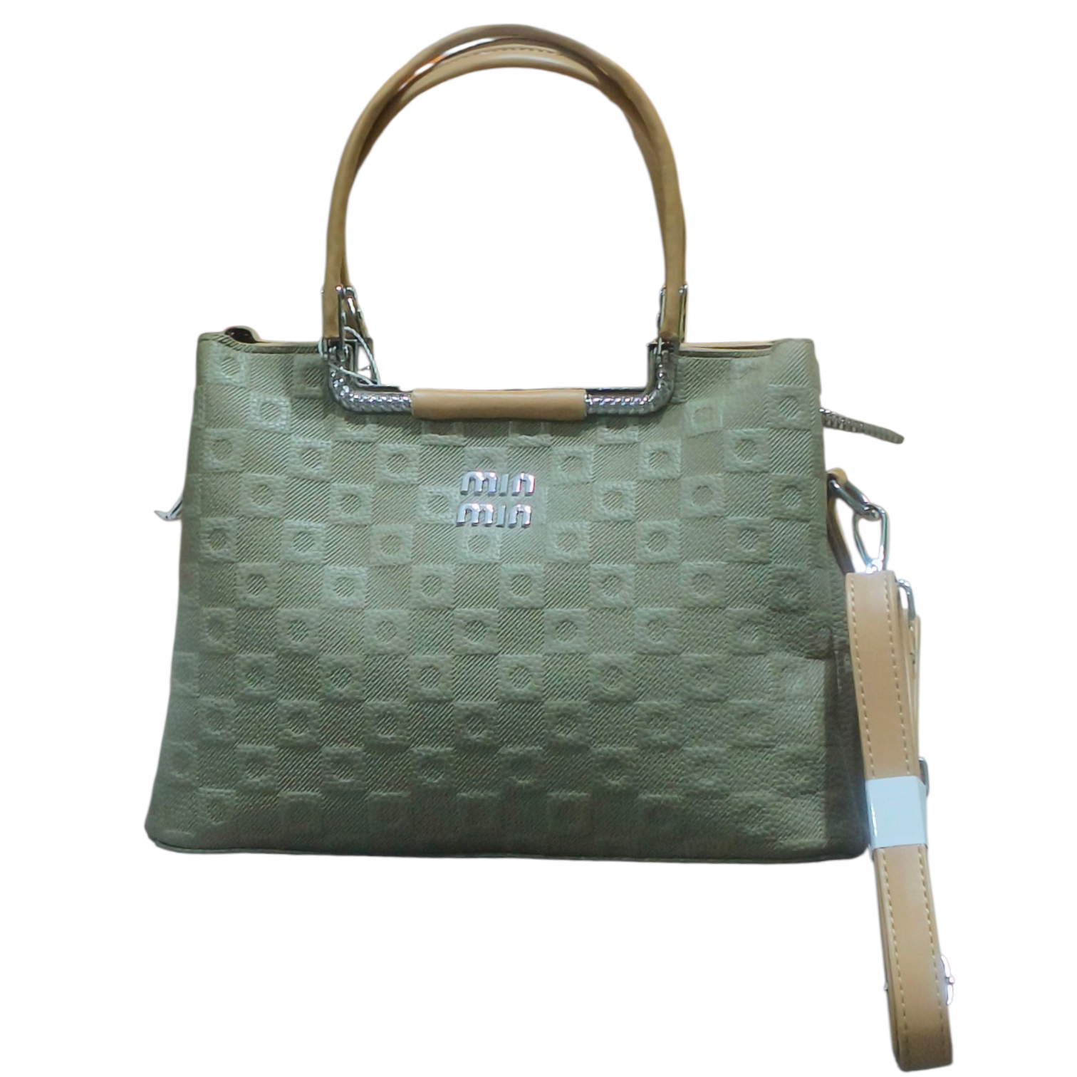 Olive Green Stylish Tote Handbag with Sling Strap for Women