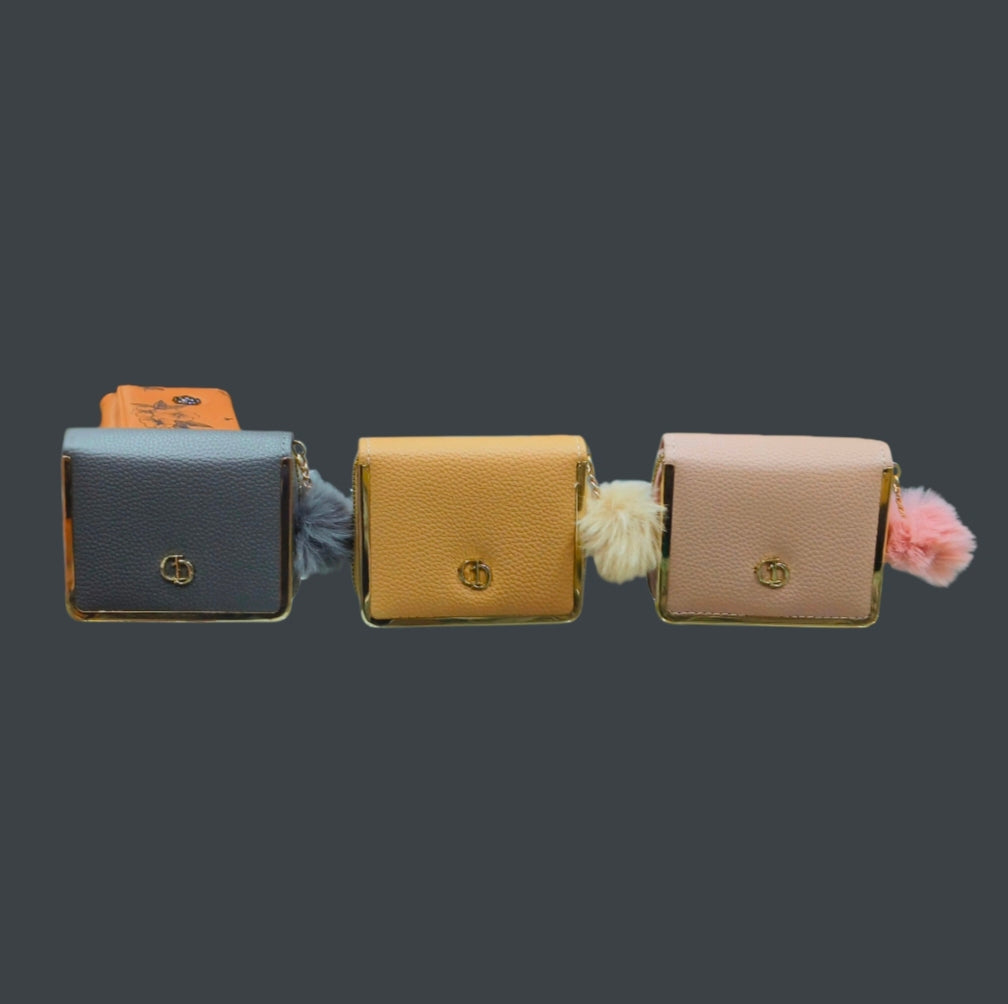 Cute Pom-Pom Mini Leather Purse