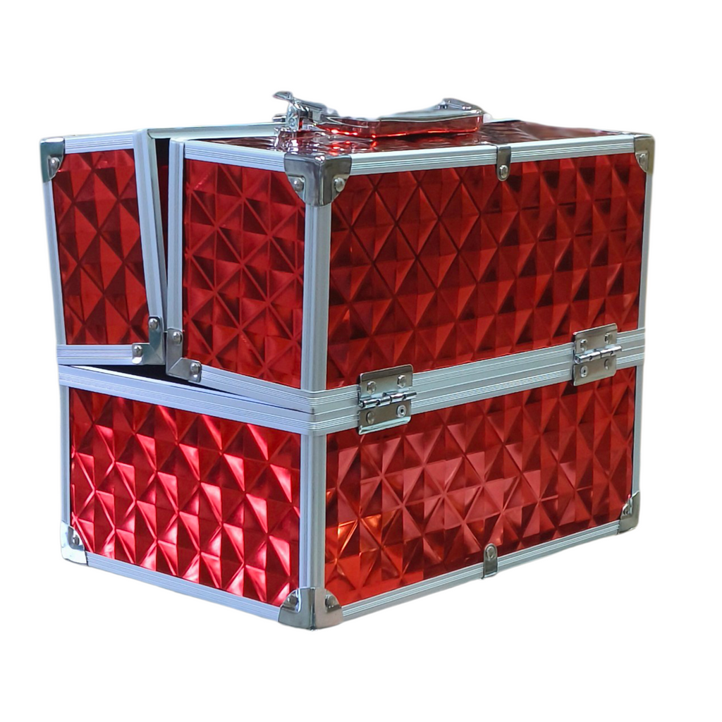 Red Velvet Makeup Vanity Box with Storage Compartments
