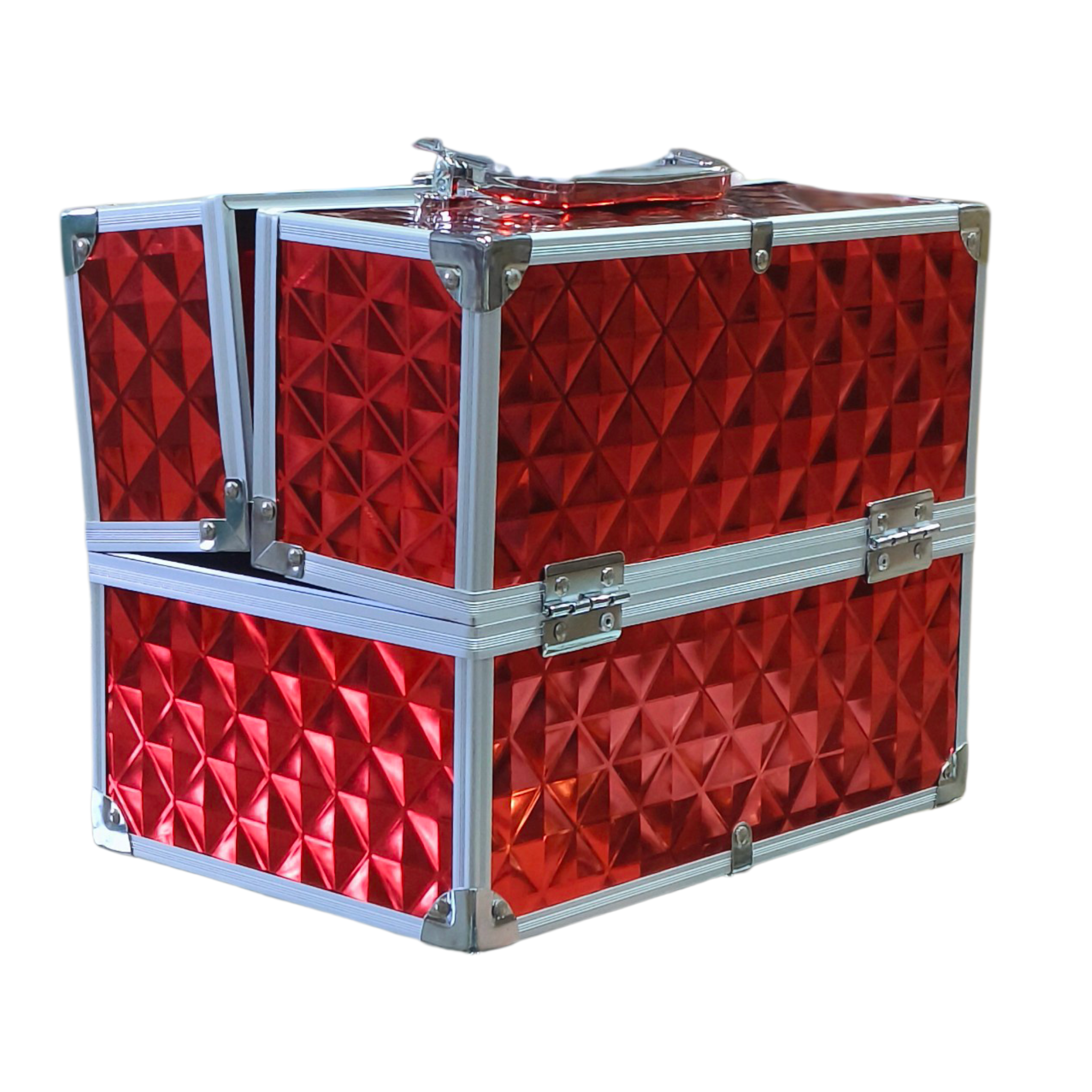 Red Velvet Makeup Vanity Box with Storage Compartments