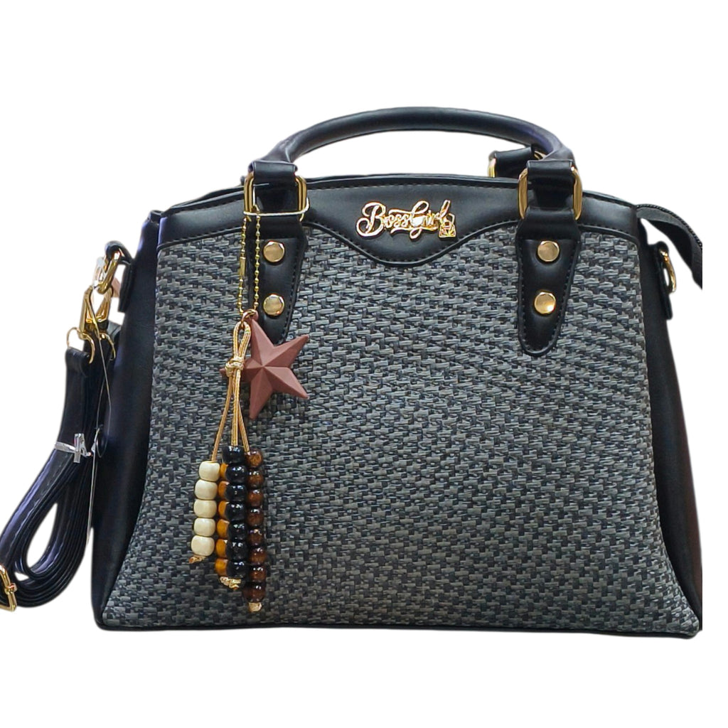 BossGirl Houndstooth Handbag With Adjustable Shoulder Strap