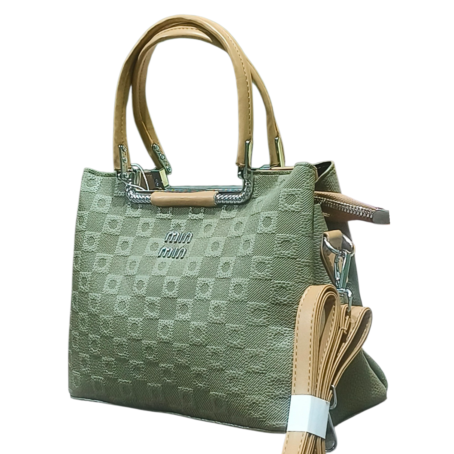 Olive Green Stylish Tote Handbag with Sling Strap for Women