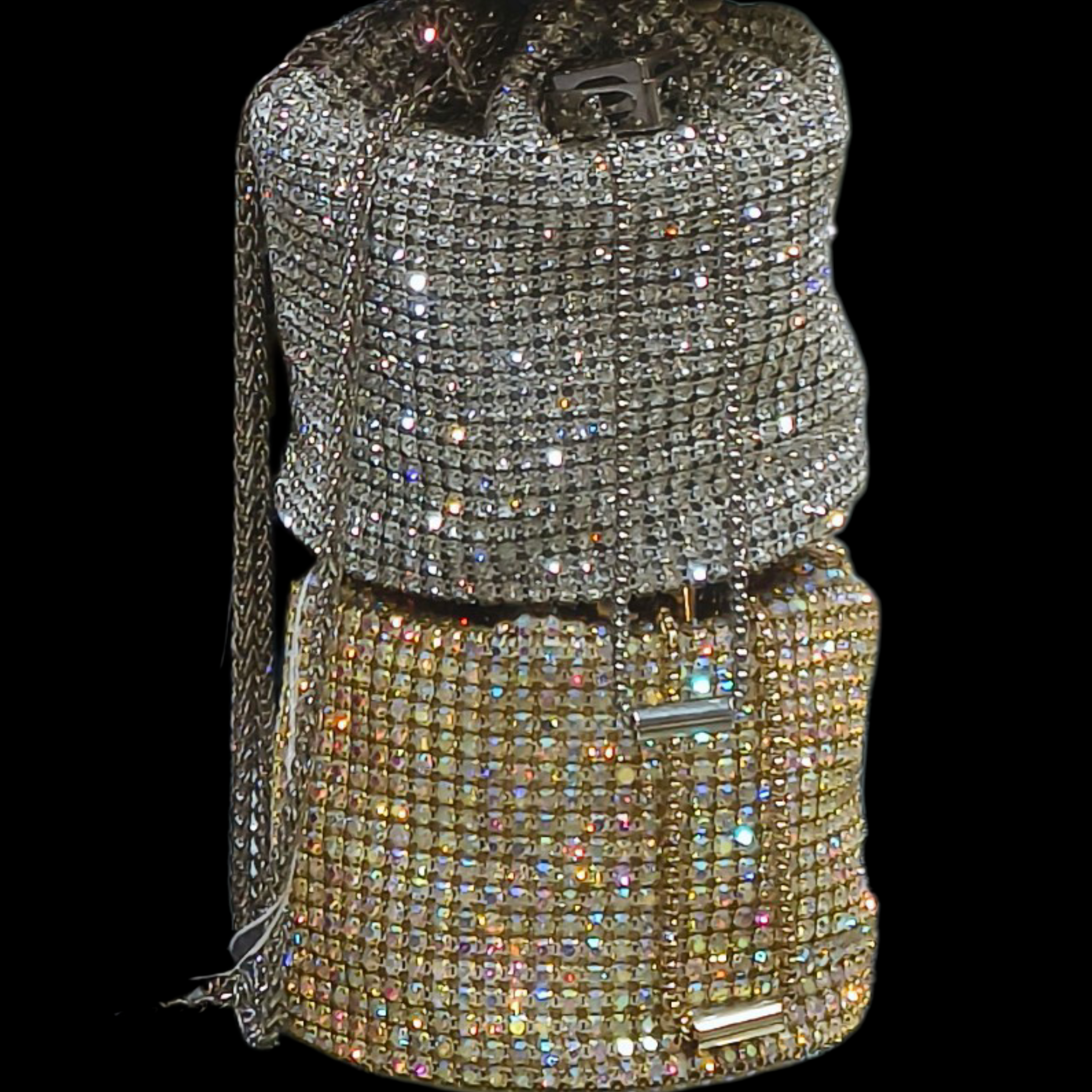 Silver Rhinestone Bridal Drawstring Sling Bag