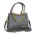 Striped Handbag for Women with Chain & Strap – Grey
