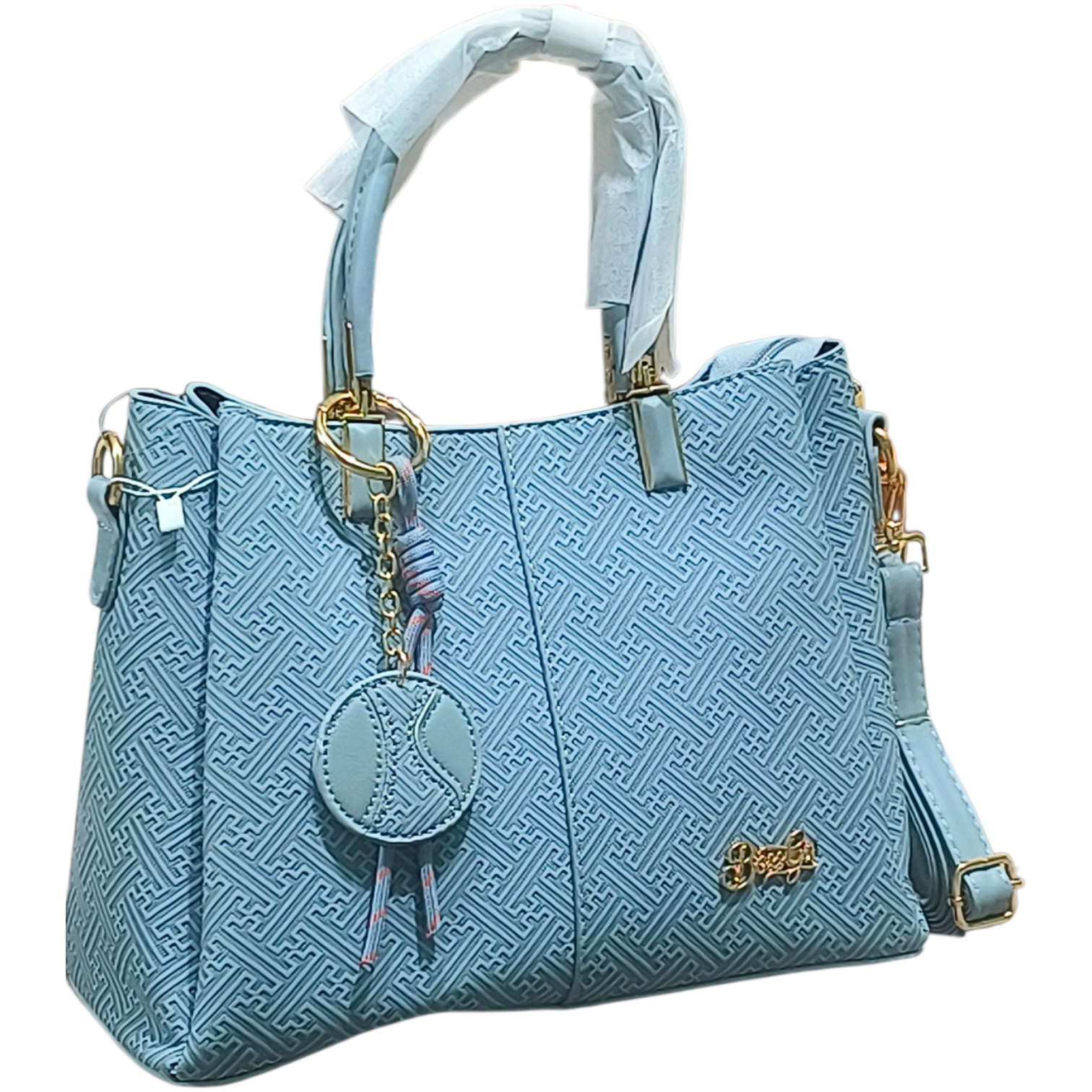 Ice Blue Stylish Tote Handbag with Sling Strap for Women